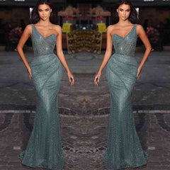 Stunning One Shoulder Mermaid Prom Dresses Beadings Online