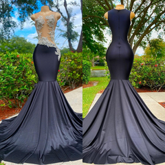 Classic Black Mermaid Prom Dress Sleeveless With Beads Online