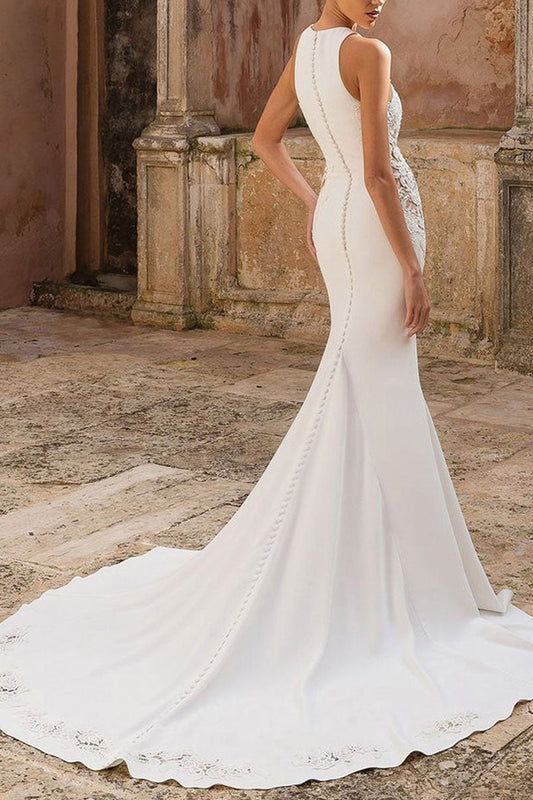 Mermaid Wedding Gown Without Sleeves