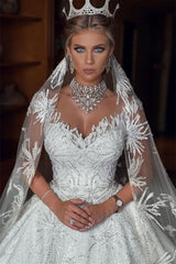 Elegant Cap Sleeves Beaded Wedding Ball Gown