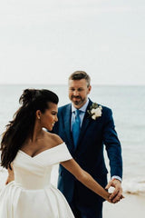 Elegant V-Neck Off-The-Shoulder Wedding Ball Gown with Lace