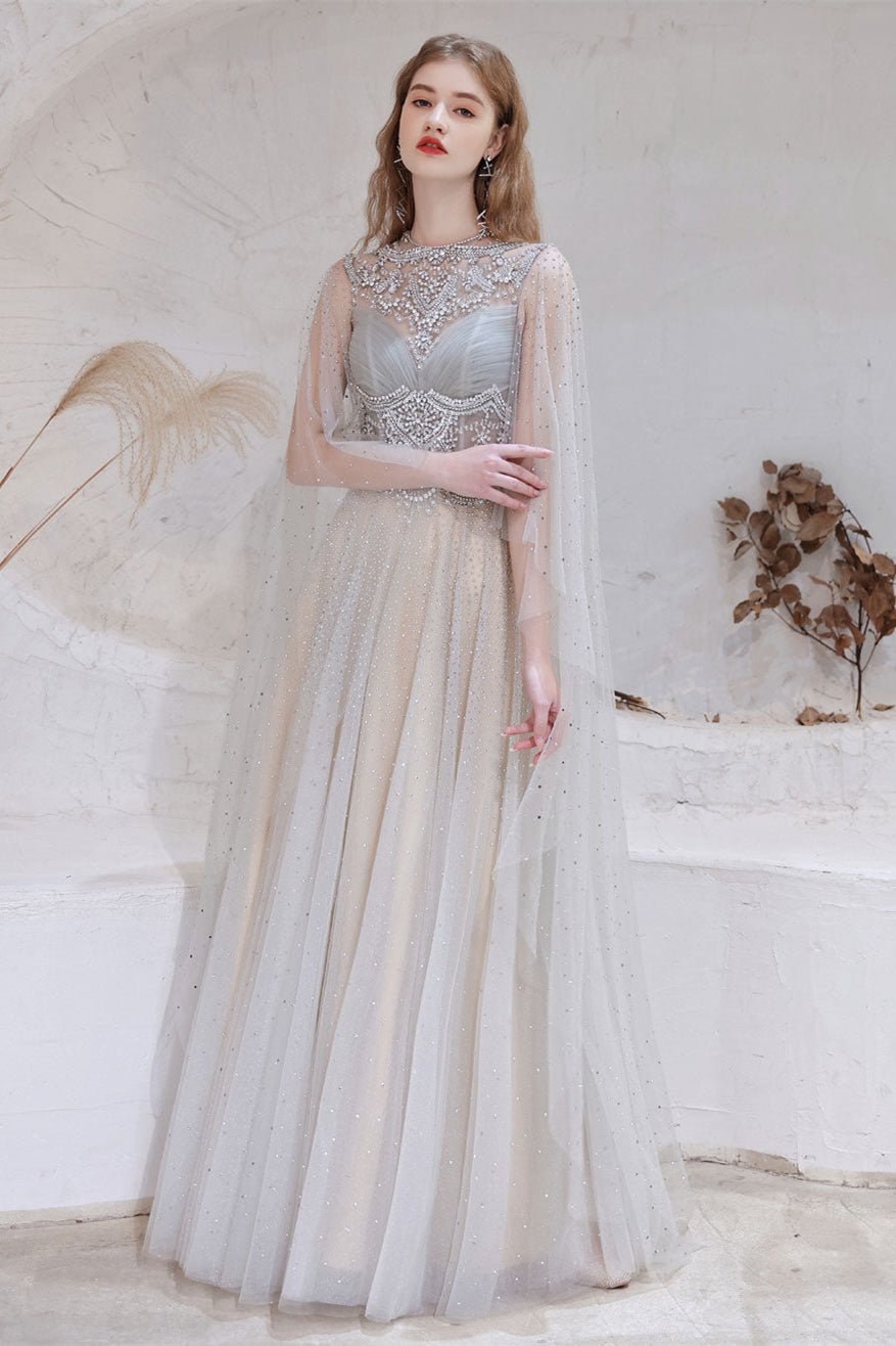 Gorgeous Ruffles Beadings Prom Dress Long Tulle With Crystals