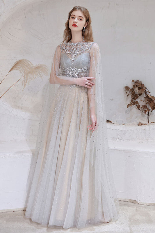 Gorgeous Ruffles Beadings Prom Dress Long Tulle With Crystals