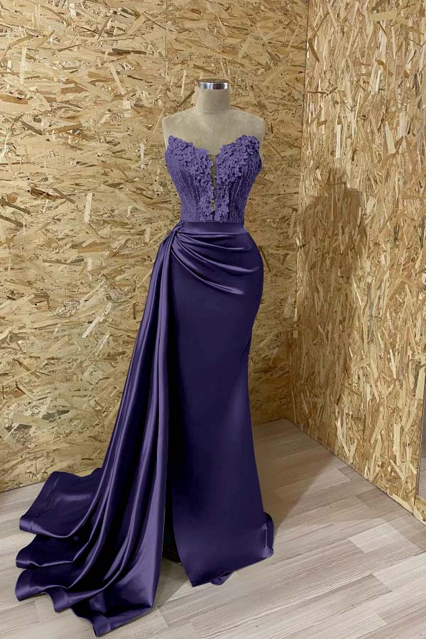  Sleeveless Mermaid Prom Dress Split with Appliques