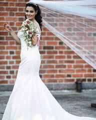 Elegant Off-The-Shoulder Mermaid Lace Gown for Weddings