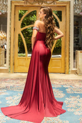 New Arrival Mermaid Long Prom Dress Pleats With Slit Ruffles
