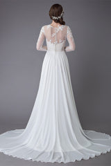 Wedding Dress with Long Lace Sleeves and Slit