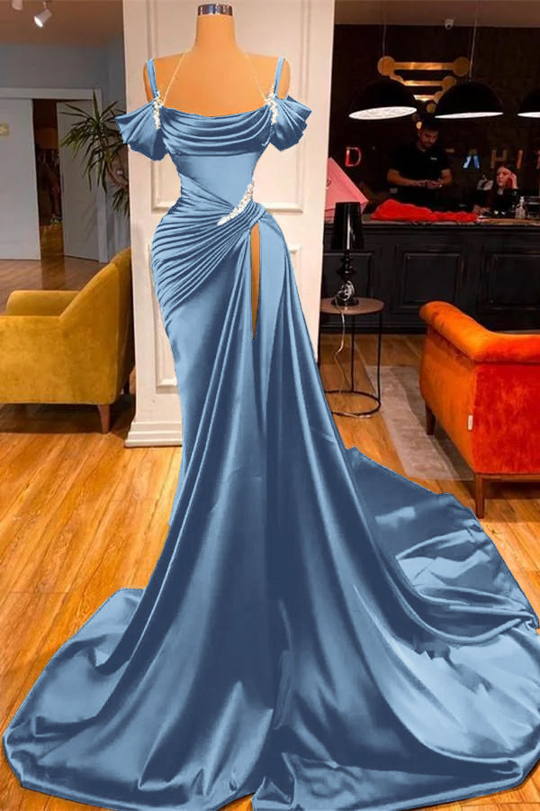 Dark Green Off-the-Shoulder Prom Dress Long Slit