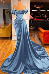 Dark Green Off-the-Shoulder Prom Dress Long Slit