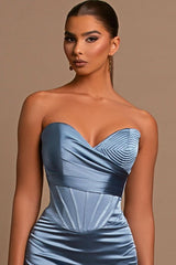 Modest Dusty Blue Sweetheart Long Prom Dress Mermaid Long Online