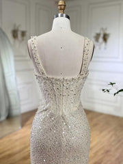 Gorgeous Sequin Prom Dress Mermaid Beaded Floor Length High Slit