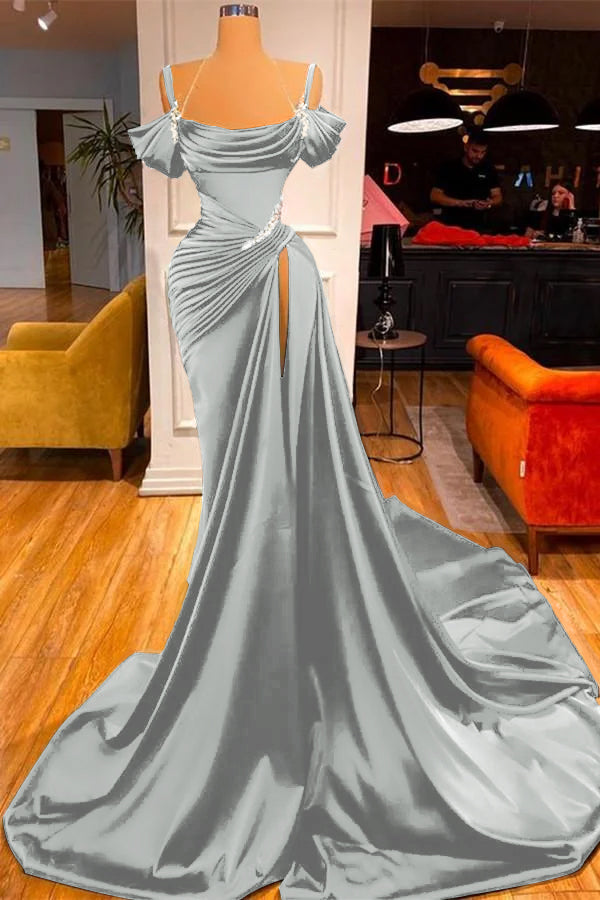 Dark Green Off-the-Shoulder Prom Dress Long Slit