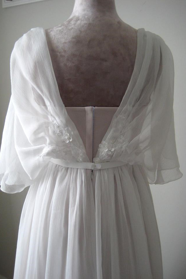 Boho V-Neck Chiffon Lace Wedding Dress Featuring an A-Line Cut and Belt