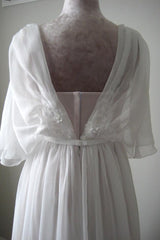 Boho V-Neck Chiffon Lace Wedding Dress Featuring an A-Line Cut and Belt