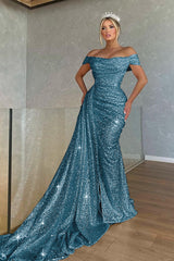 Gorgeous Off-the-Shoulder Prom Dress Strapless Mermaid with Sequins