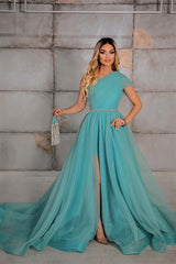 Gorgeous One Shoulder A-Line Prom Dress Beadings With Split On Sale