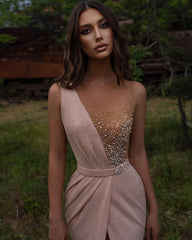 Sleeveless Long Prom Dress Split Evening Gowns