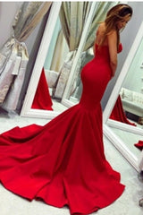 Red Sweetheart Mermaid Prom Dresses Long