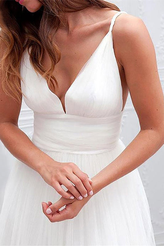 Beach Wedding Dress with Spaghetti-Straps in Tulle