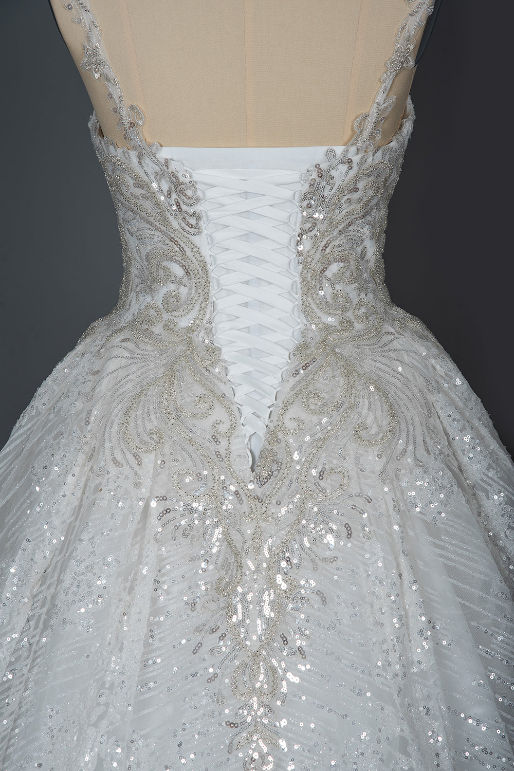 Elegant Sweetheart Ball Gown with Pleated Straps and Sequins