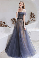 Gorgeous Off-the-Shoulder Tulle Prom Dress With Beadings Online
