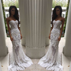 Sweetheart Mermaid Wedding Dresses in Vintage Long Style With Lace Appliques
