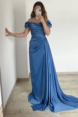 Classy Off-the-Shoulder Mermaid Long Prom Dress With Ruffles