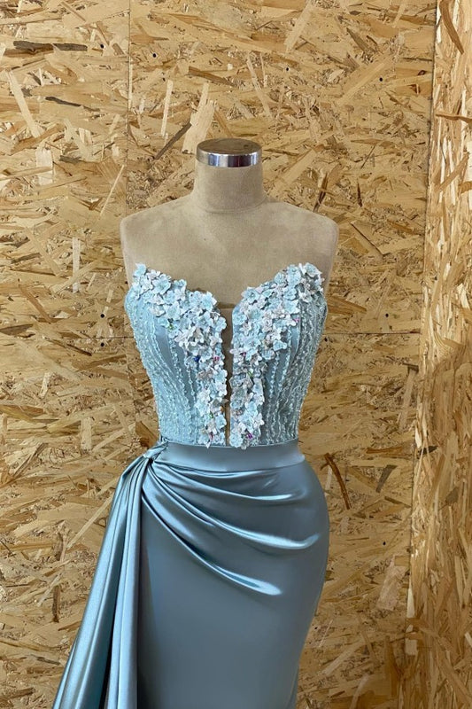  Sleeveless Mermaid Prom Dress Split with Appliques