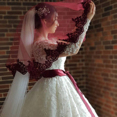 Elegant Princess Wedding Gown with Long Lace Sleeves