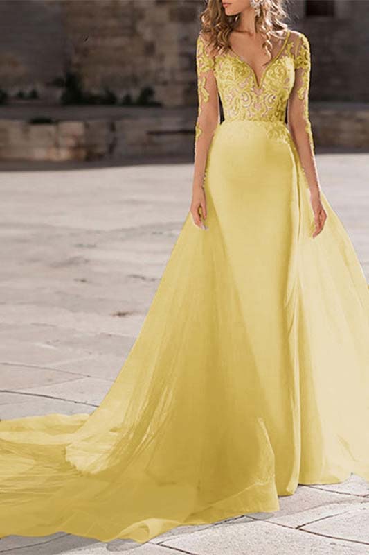 Mermaid Wedding Gown with Long Lace Sleeves
