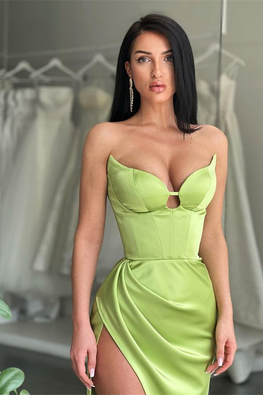 Modern Sage Sweetheart Mermaid Prom Dress Long With Slit