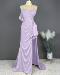 Elegant Spaghetti Straps Split Mermaid Prom Dress Long Pleated Sleeveless Evening Gown with Beading Sequins