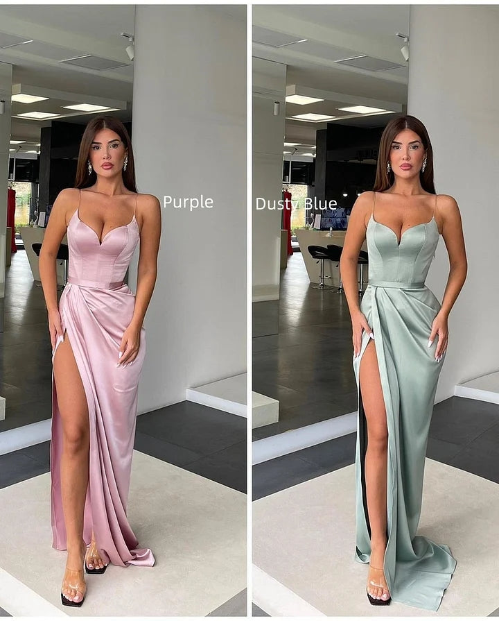 Orange Prom Dress Charmeuse Sleeveless Spaghetti Strap