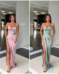 Orange Prom Dress Charmeuse Sleeveless Spaghetti Strap