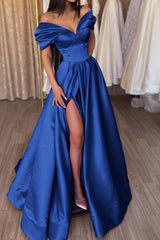  Fuchsia Portrait A-Line Prom Dress with Split
