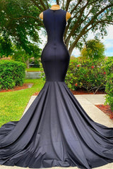Classic Black Mermaid Prom Dress Sleeveless With Beads Online