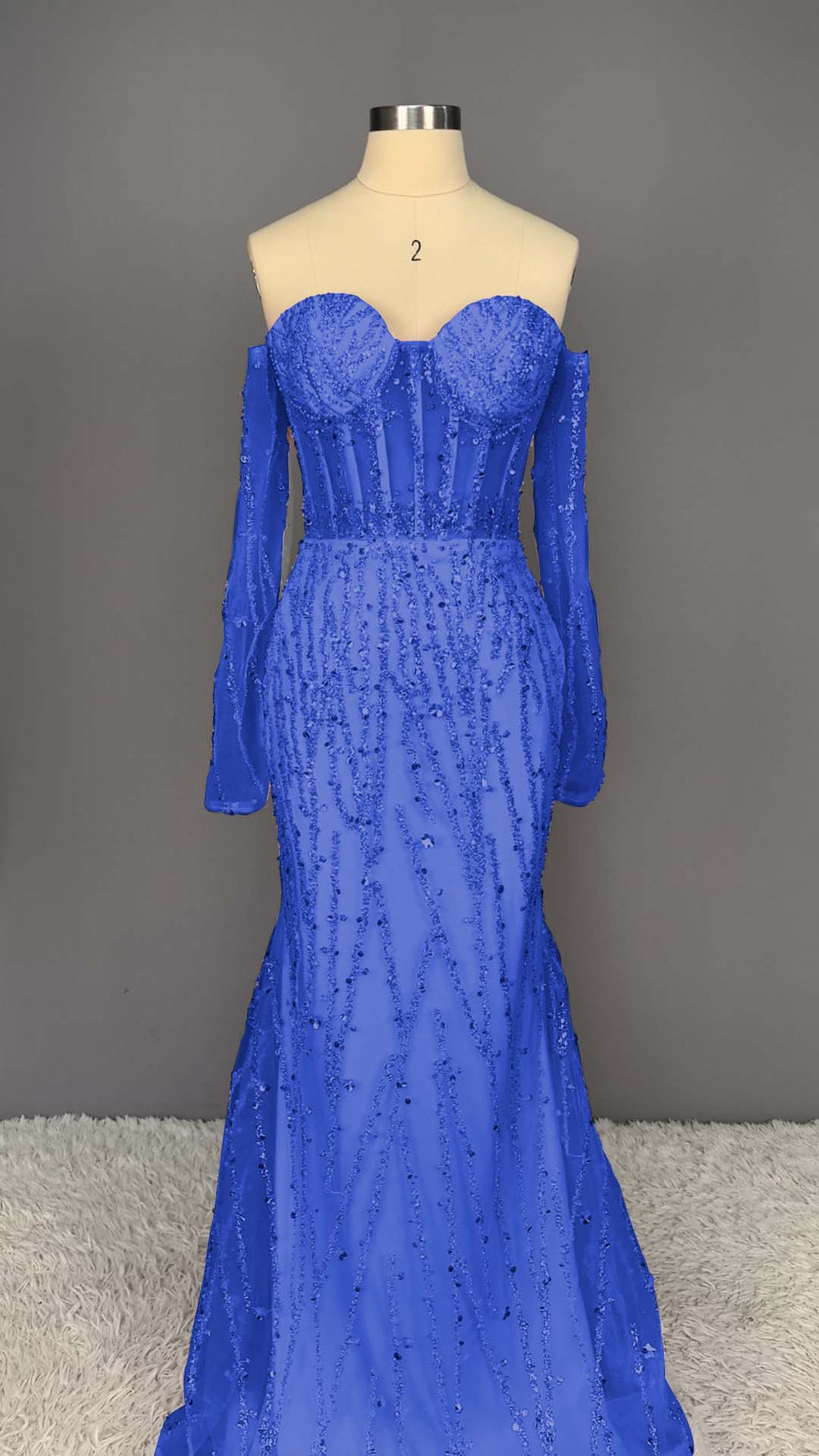 Heavy Champagne Prom Dress Sweetheart Long Sleeves Strapless Beads Mermaid Tulle