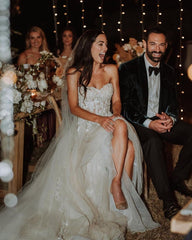 Elegant Sweetheart Lace A-Line Wedding Gown with Modest Backless Design