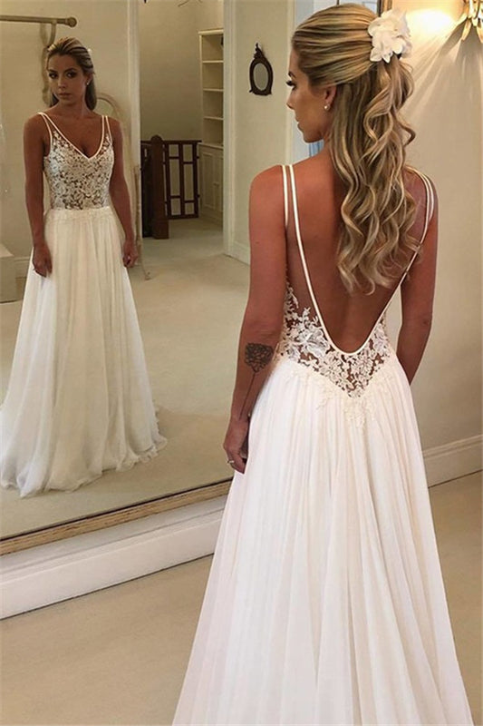 Long Beach Wedding Dress PD032 in Sleeveless Lace