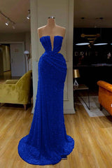  Gorgeous White Sequins Strapless Mermaid Prom Dress
