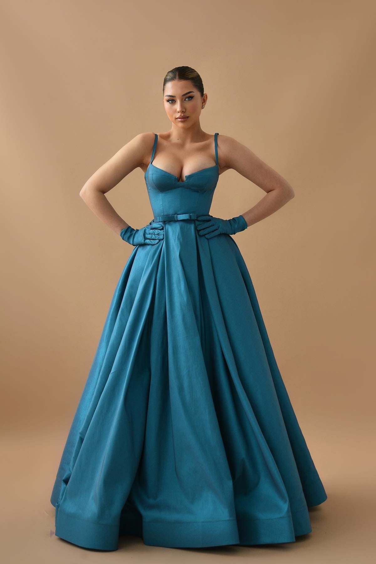 Gorgeous Ink Blue Spaghetti-Straps Sleeveless A-Line Prom Dress On Sale
