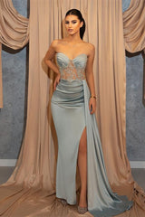 Glorious Sweetheart Mermaid Prom Dress Long Split With Beads