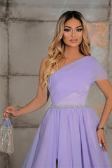 Gorgeous One Shoulder A-Line Prom Dress Beadings With Split On Sale