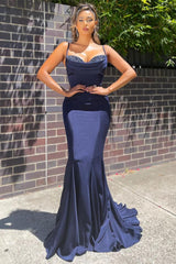 Gorgeous Spaghetti-Straps Mermaid Prom Dress Long With Beadings