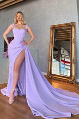 Beautiful Starps Mermaid Long Prom Dress With Slit Sleeveless