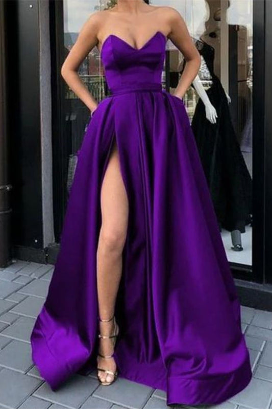 Classic Regency Sweetheart Prom Dress Long Split With Pockets