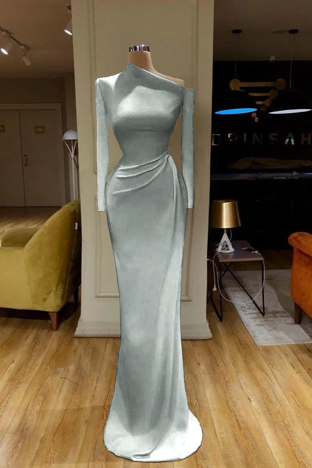 Elegant White Long Sleeve Mermaid Prom Dress