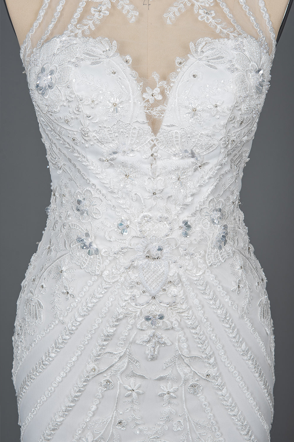 Elegant Mermaid Wedding Dress with Beaded Appliques and Scoop Jewel Neckline