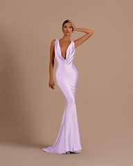 Champagne Deep V-neck Mermaid Prom Dress ¨C Slimming Long Evening Gown | Tuddos