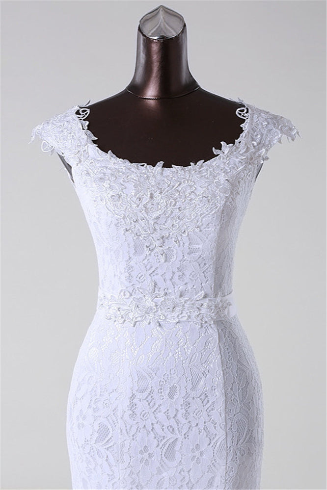 Elegant Mermaid Wedding Gown with Long Lace and Jewel Appliques